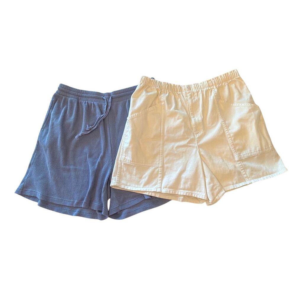 Just Me Blue and Cream Women's Casual Shorts Set